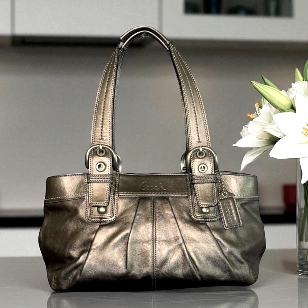 COACH Soho Hampton Metallic Leather Shoulder Bag F13732 EUC